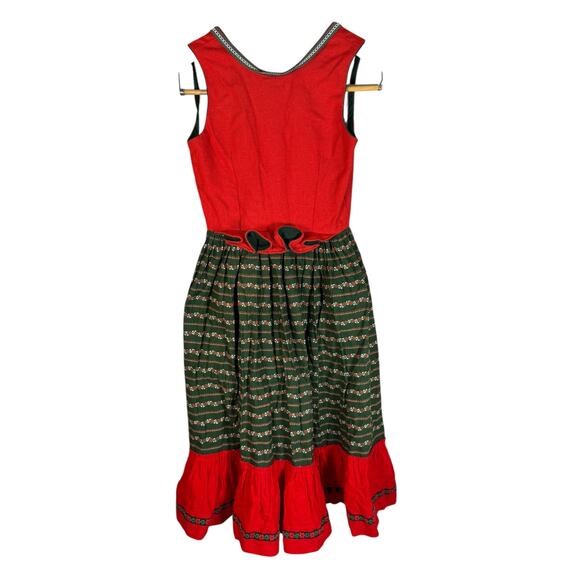 Hammererschmid Trachten Dirndl Dress Red Green Oktoberfest 100% Cotton SZ Small - Picture 2 of 9